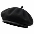 Béret taille unique noir en feutre style classique