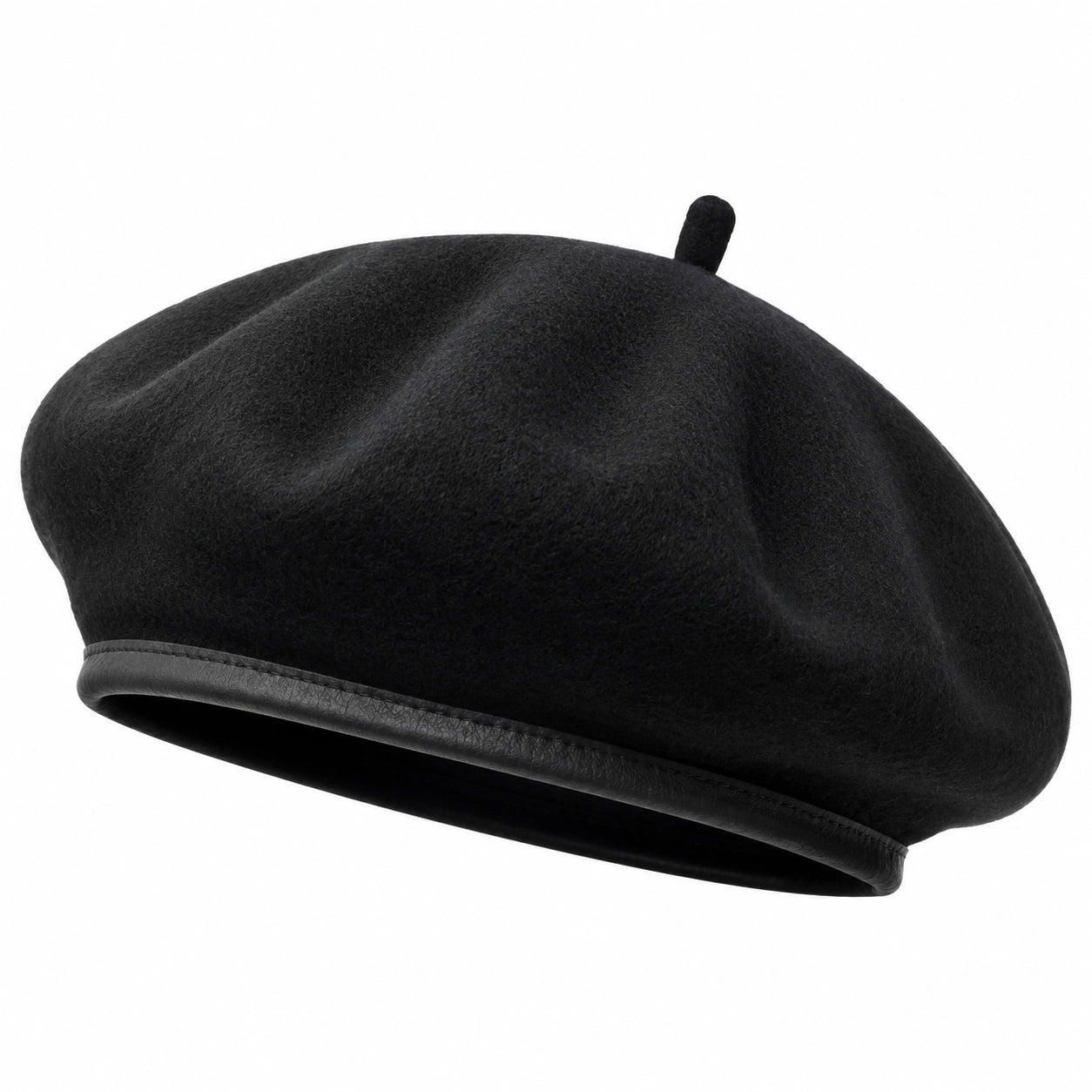 Béret taille unique noir en feutre style classique