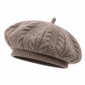 Béret taille unique en maille taupe style torsadé