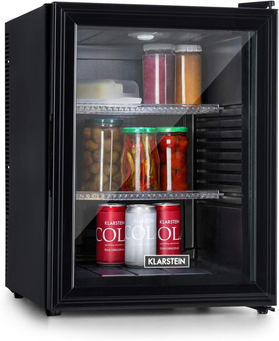 réfrigérateur KLARSTEIN – env. 40 x 53,5 x 48 cm (lxHxP) | 42 L, Noir – Petit Frigo de Chambre de pour Snacks et Boissons