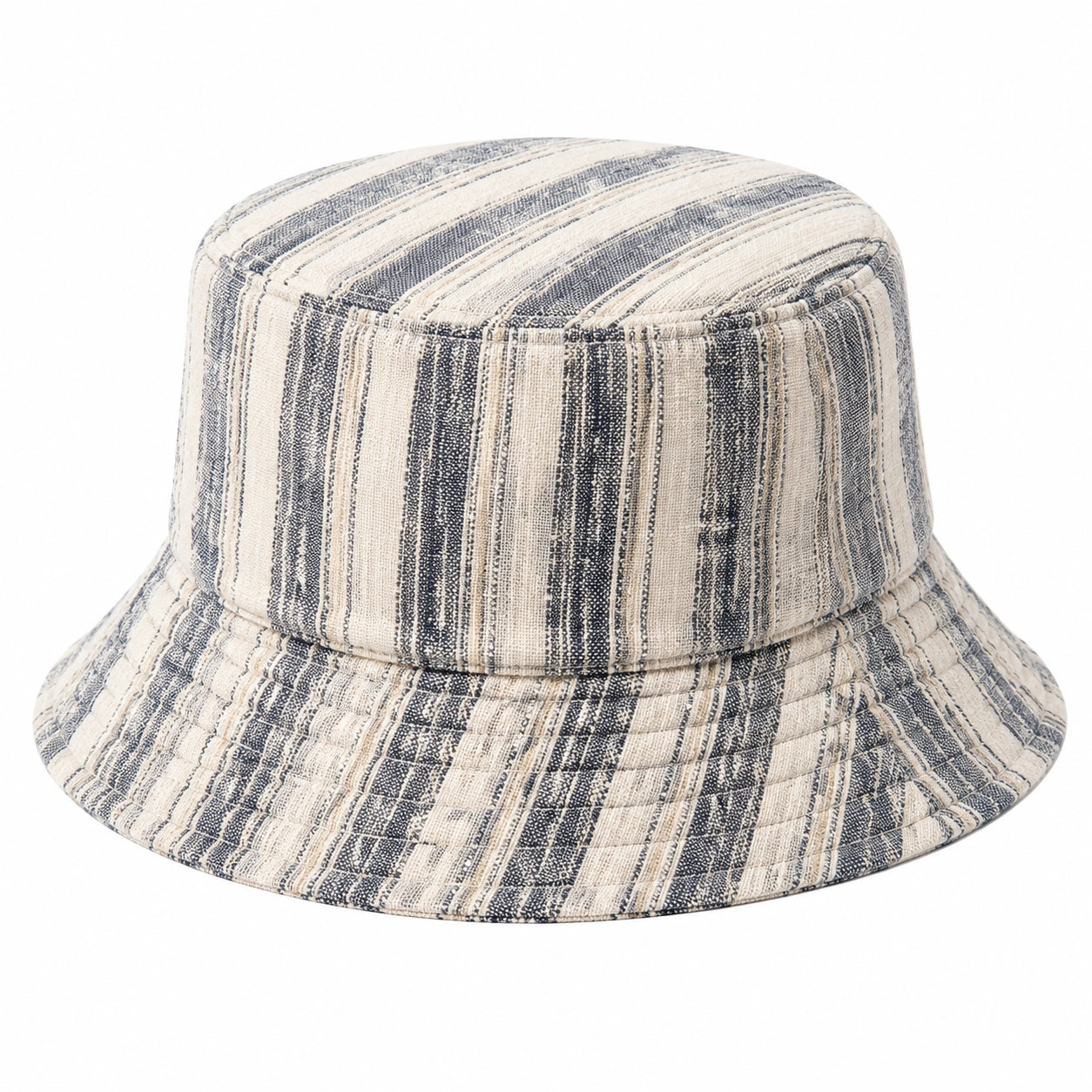 Chapeau bob taille unique en tissu rayé bleu beige style décontracté