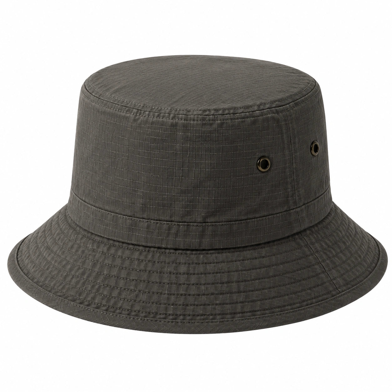 Chapeau bob taille unique en tissu gris foncé à œillets style décontracté