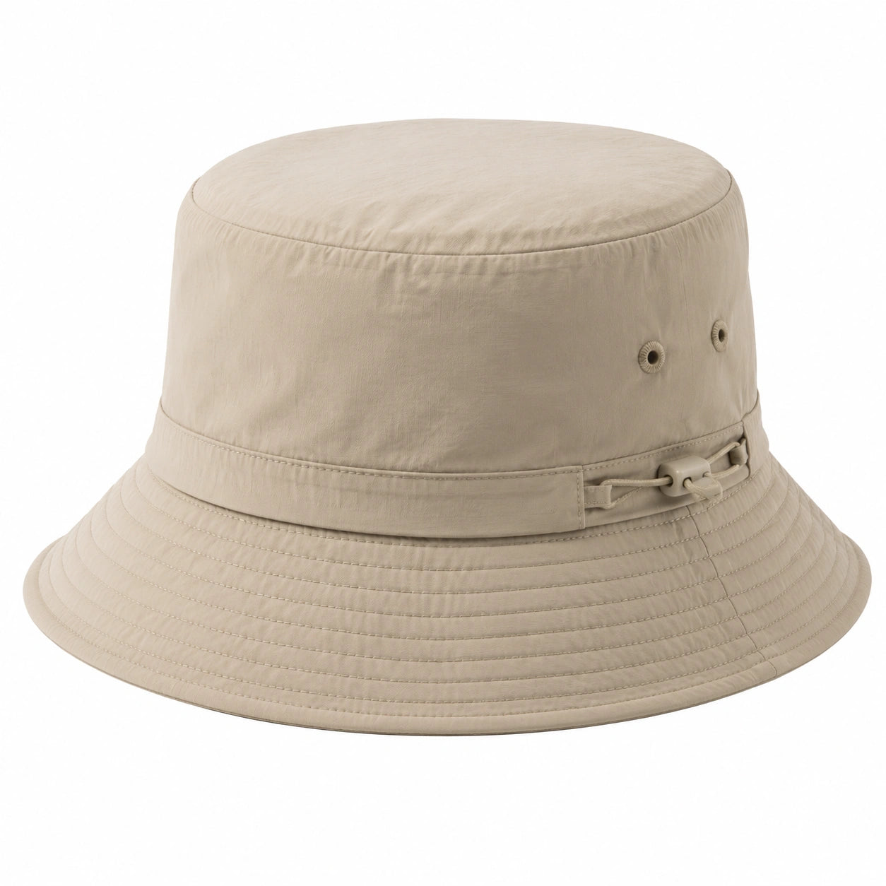 Chapeau bob taille unique en tissu beige avec cordon de serrage style urbain