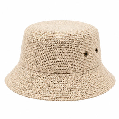 Chapeau bob taille unique matière tressée beige style décontracté