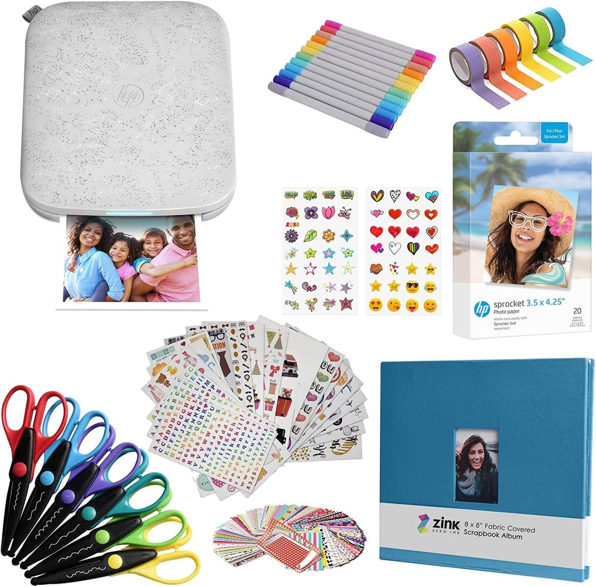 Imprimantes photo HP – 3x4 | Sprocket Imprimante Photo instantanée - Kit: 50 Paquets de Papier Zink, Album de Scrapbooking