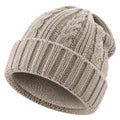 Bonnet taille unique en maille beige doublé polaire style côtelé