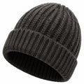 Bonnet taille unique gris anthracite en maille côtelée à revers pour adulte