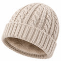 Bonnet en maille torsadée écru taille unique doublé polaire style hivernal
