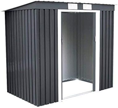 Abris de jardin COSTWAY – 213 X 130 X 173CM | Acier galvanisé, Gris avec poignée noir et fenêtre blanc