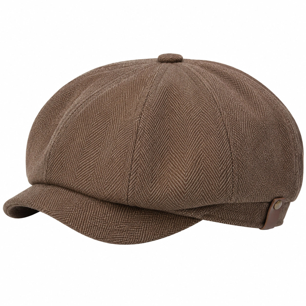 Casquette gavroche taille unique marron en tissu texturé à visière style vintage