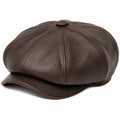 Casquette irlandaise taille unique en similicuir marron style rétro