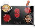 table de cuisson SNDOAS | 8400 W, 90 cm – Noir | Plaque Vitrocéramique 5 Feux, Plaque de cuisson Electrique avec Zone Ovale Pour Plats à rôtir
