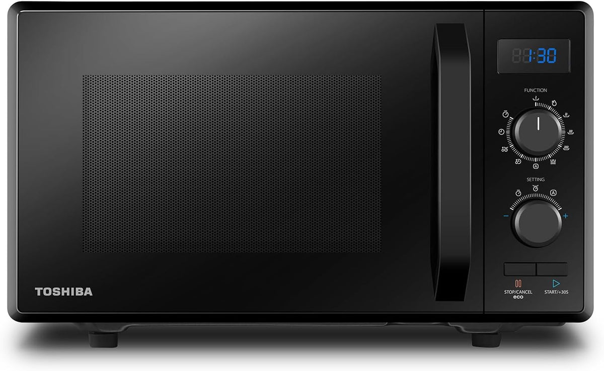Toshiba Gril, 900 W – 23 L | 1050 W, Noir – MW2-AG23P (BK) Four à micro-ondes avec Fonction l | 8 Menus Automatiques