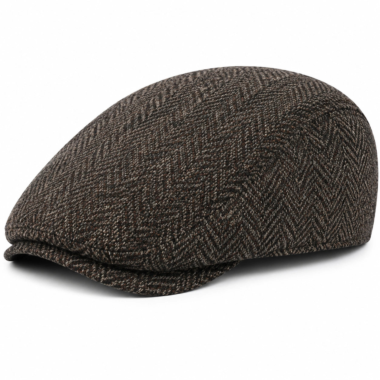 Casquette plate taille unique en textile marron et noir à motif chevrons style classique
