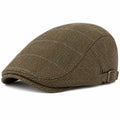 Casquette plate taille unique tissu marron motif chevrons réglable style classique