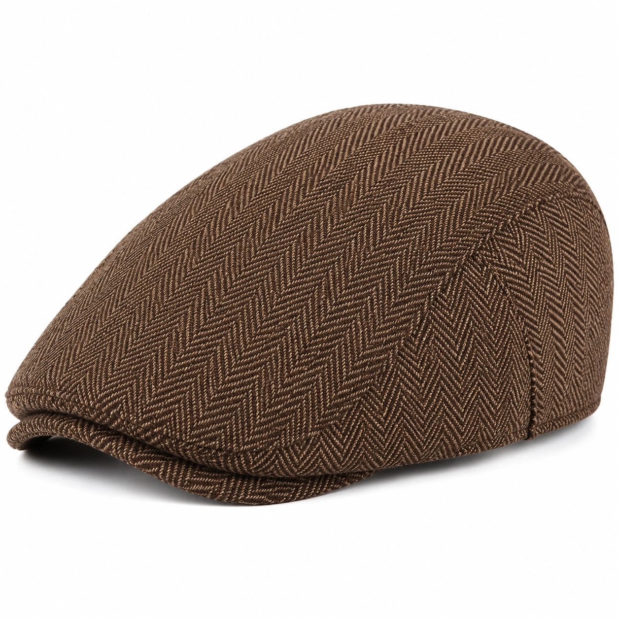 Casquette plate taille unique en tissu marron à chevrons style classique
