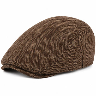 Casquette plate taille unique en tissu marron à chevrons style classique