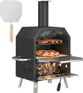 four à pizza Outsunny | 30 cm, Noir/Argent