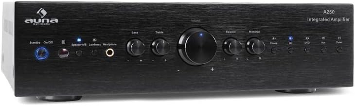 téléviseur AUNA – TV | Noir, AV2-CD708 - Amplificateur HiFi – Ampli Home Cinema | 125 Watt RMS de Puissance, 5 entrées stéréo-RCA-Line