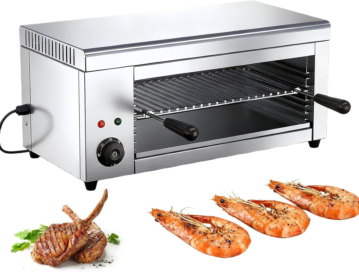 plancha Glowdora | 2000 W, Argent – Gril Salamandre Électrique Fondoir À Fromage | 50-300 °C, Brûleur en Acier Inoxydable