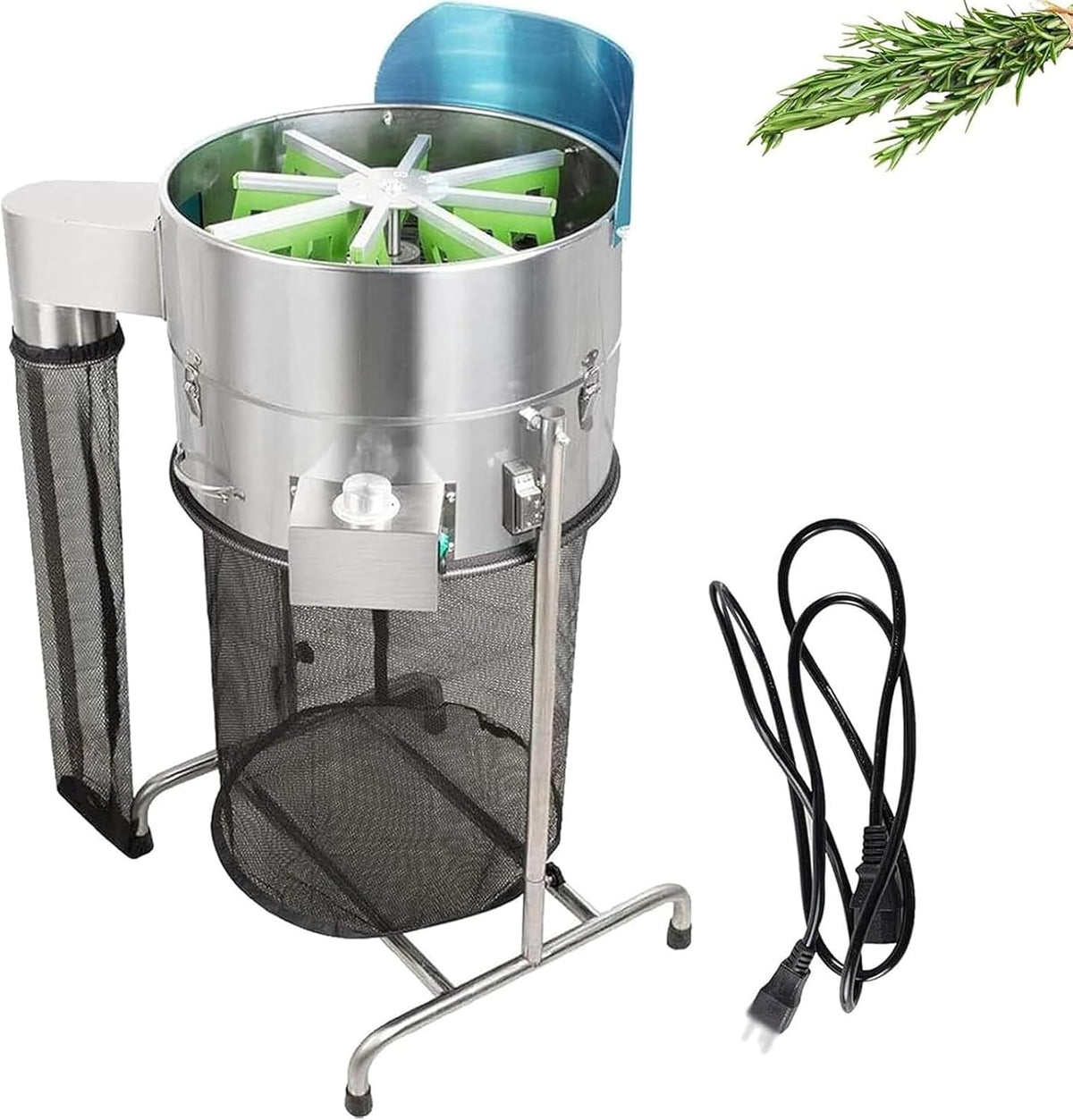 broyeur Coupe | 60 W, acier inoxydable et silicone de qualité alimentaire – Argent/Noir/Vert | le jardin et le verger