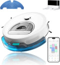 robot aspirateur OKP | aspirateur robot, 2.4G – 5G | Blanc/Bleu, L6 Aqua Laveur 3 en 1 – Navigation Laser dToF | Évitement d'obstacles PSD