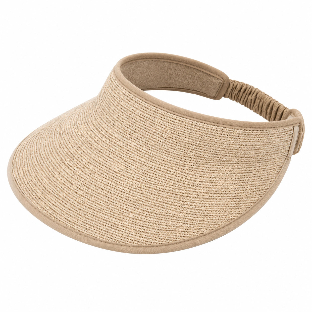 Visière taille unique en paille tressée beige ajustable pour femme