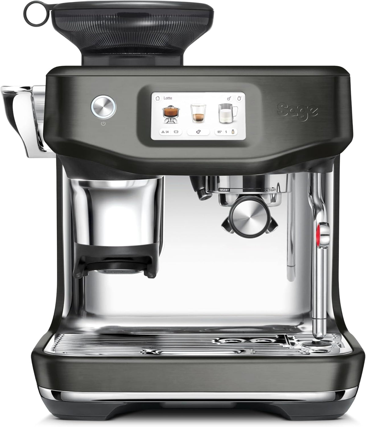 Sage machine à café, cafetière – Noir/Argent | The Barista Touch Impress - avec Mousseur Automatique, Moulin Intégré & Fonction Cold Brew - Do