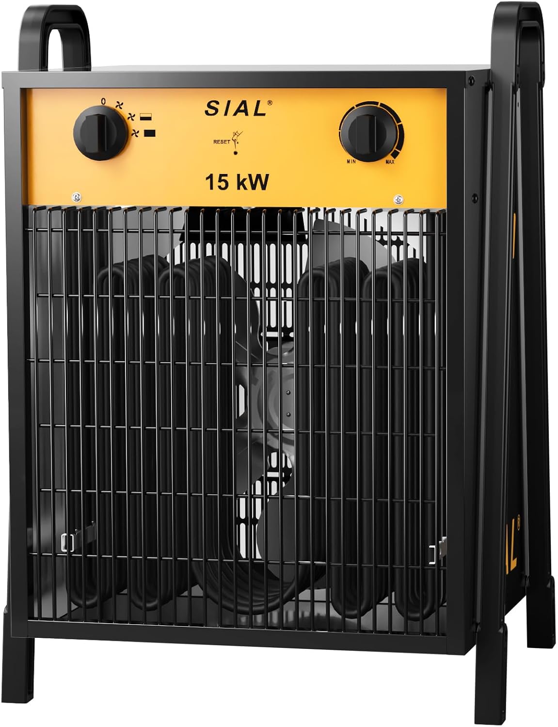 Radiateurs SIAL – 15000 W | 400 V, Noir/Orange – Chauffage Soufflant | Industriel - Radiateur électrique - Pour Chantier