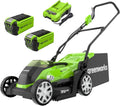 Greenworks tondeuse à gazon, 40 V – 400 m | 35 cm, 40 L – 2 Ah | Vert/Noir, Sans Fil pour Pelouses Jusqu'à ² – Largeur de Coupe
