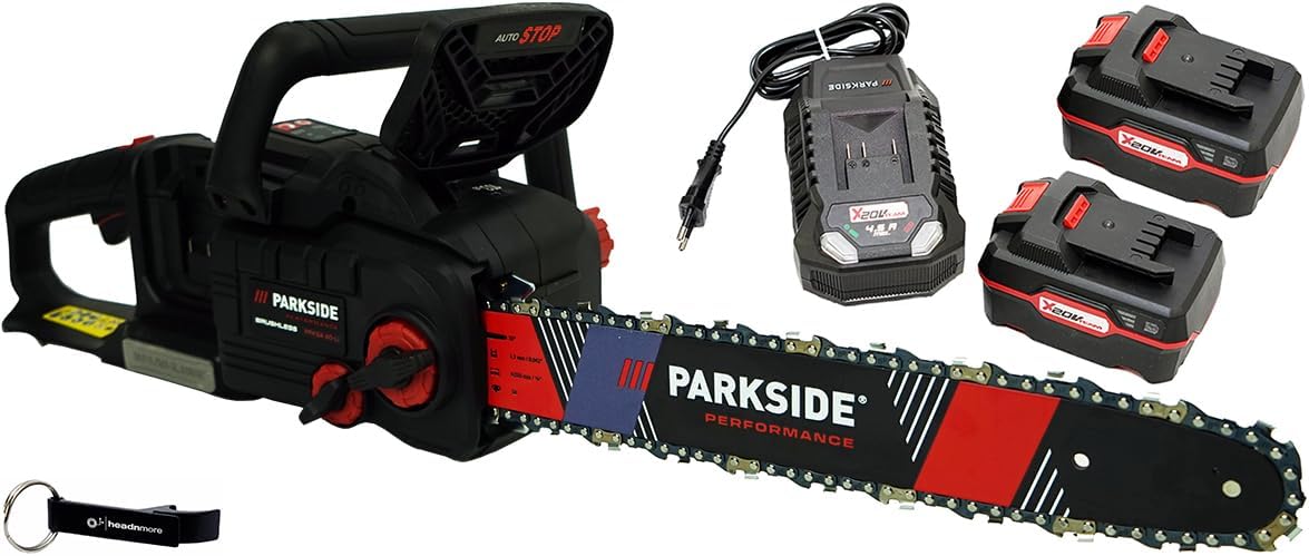 tronçonneuse HEADNMORE | 40 V, 4 Ah – Noir/Rouge