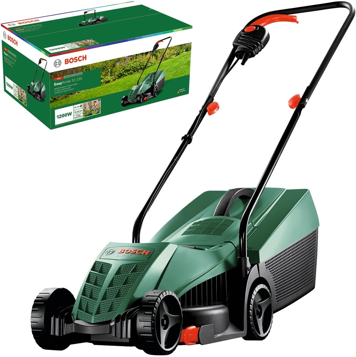 tondeuse à gazon Bosch – 200 W | 32 cm, 31 litres – Vert/Noir | Filaire EasyRotak 32-235 (Moteur de 1, Largeur de Coupe