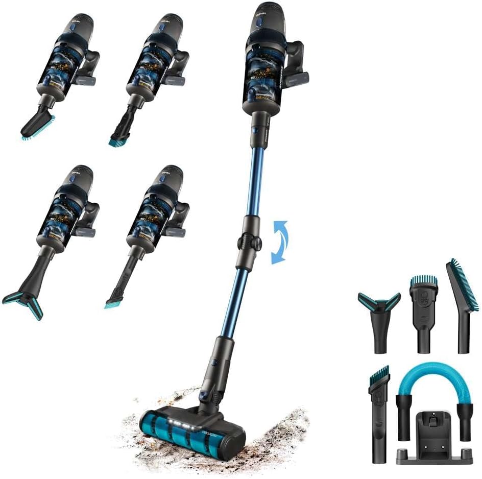 aspirateur balai sans fil Cecotec – aspirateur sans fil | 850 W, Noir/Bleu – Conga Rockstar 11500 Odyssey ErgoFlex. Moteur Numérique