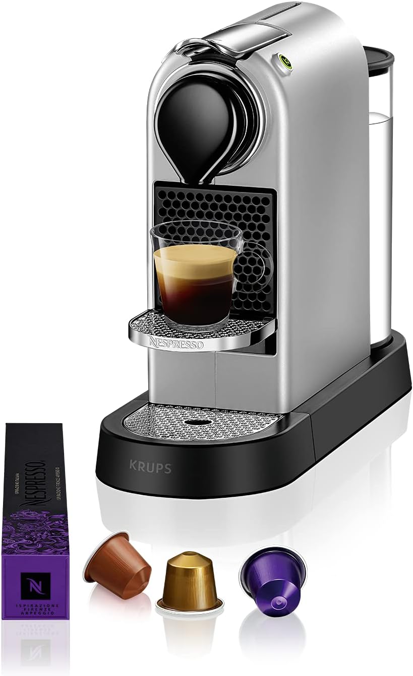 machine à café Nespresso – Argent/Noir | Krups Citiz Argent Cafetière à Capsules XN741B10
