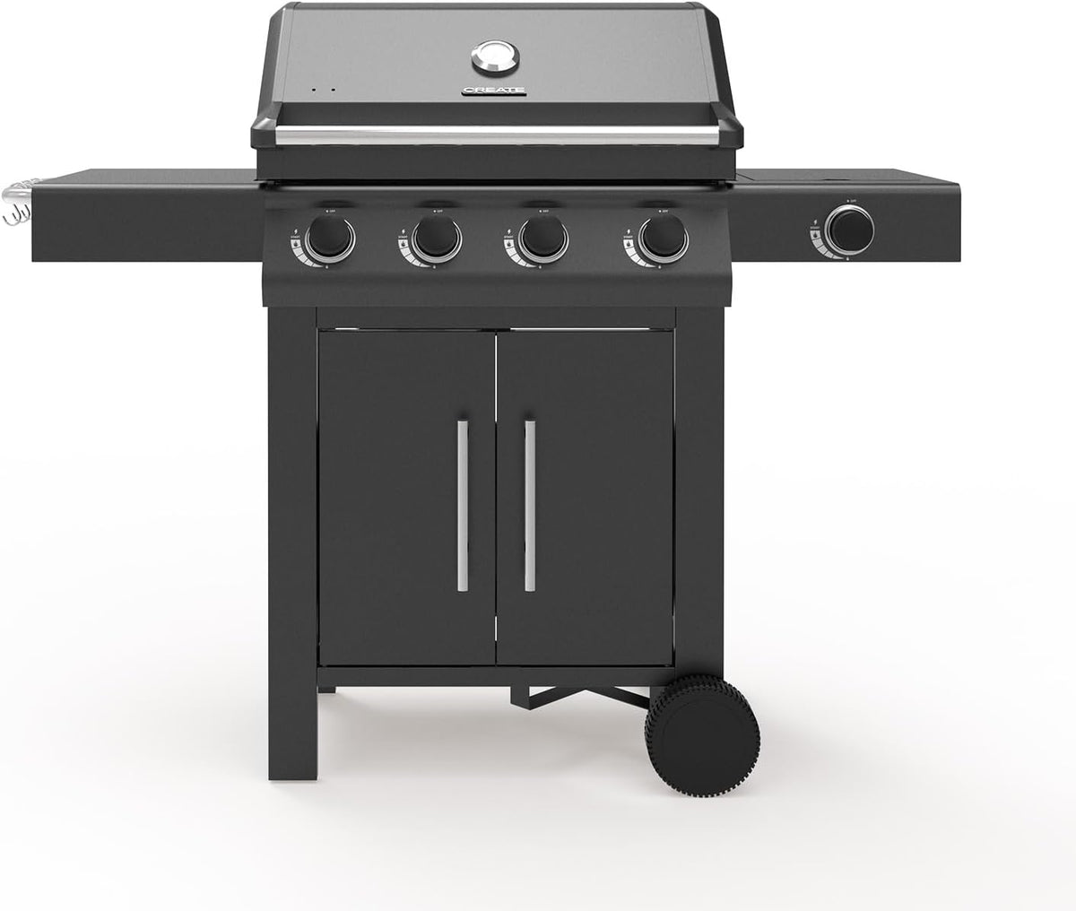 fumoir CREATE | 17 kW, Noir – grande surface de cuisson | grille latérale, table d'appoint pliable – grille de maintien au chaud