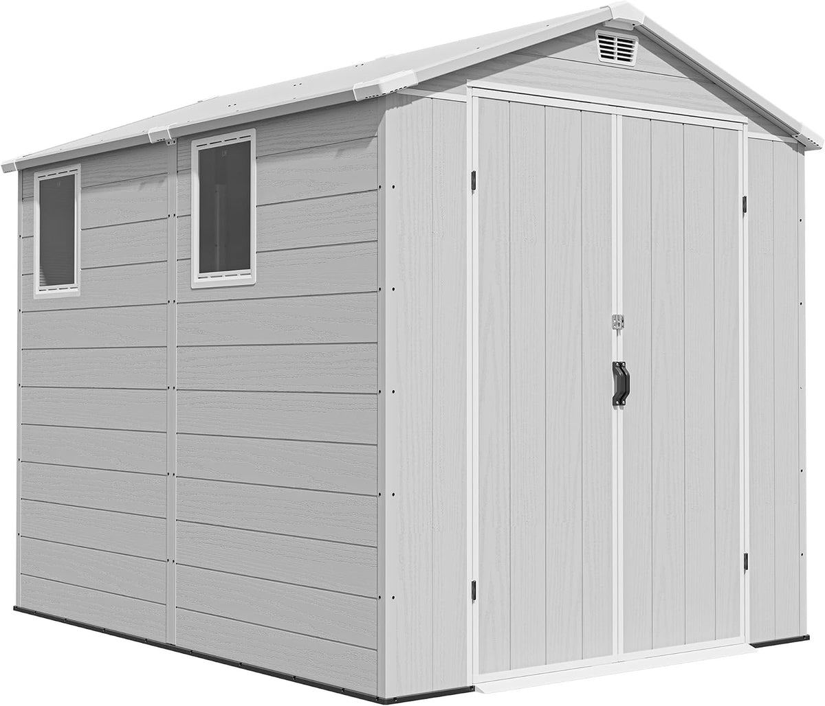 Abris de jardin TRIUMPHKEY | 1,8 x 2,4 m, Gris/Blanc – Abri de rangement extérieur | abri de jardin en plastique avec porte verrouillable