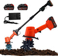 Handheld motoculteur, 235 RPM – 10 cm | Orange/Noir, pour Potager – Mini Motobineuse Portable avec 2 Batteries