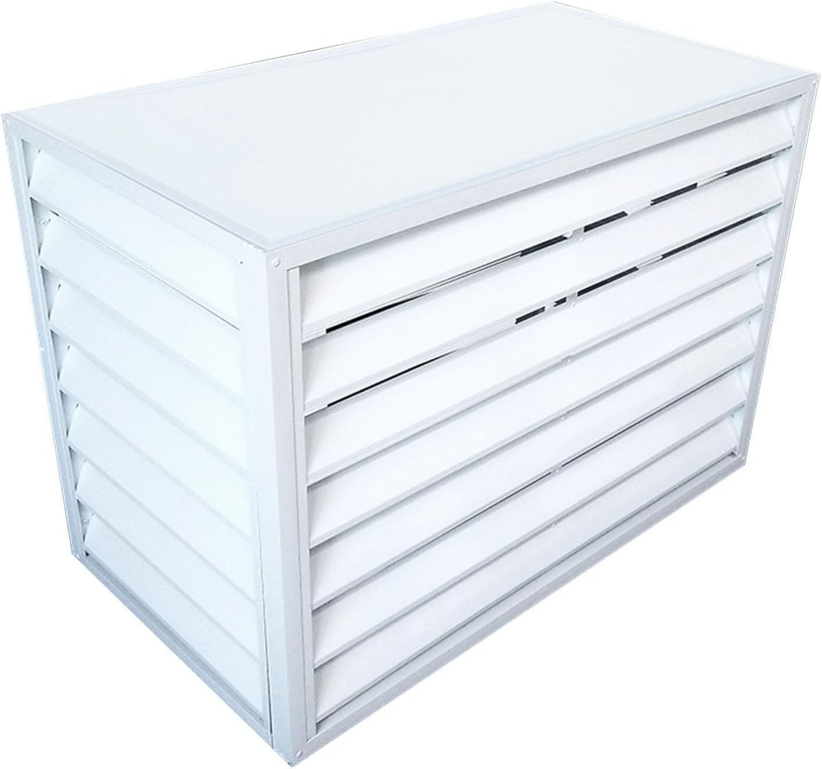 cache climatiseur OSMARI – 100x50x70 cm | Blanc, exterieur aluminium – caisson anti bruit pompe à chaleur | cache clim