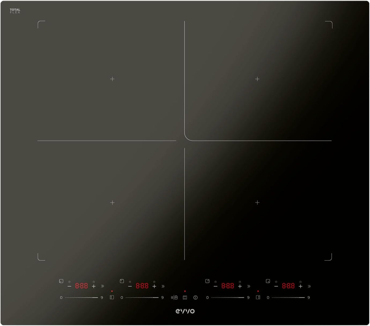table de cuisson EVVO | plaque de cuisson, 60 cm – 40 cm | Noir, 2 zones Flex + zone Flex centrale – idéale pour poêles à paella