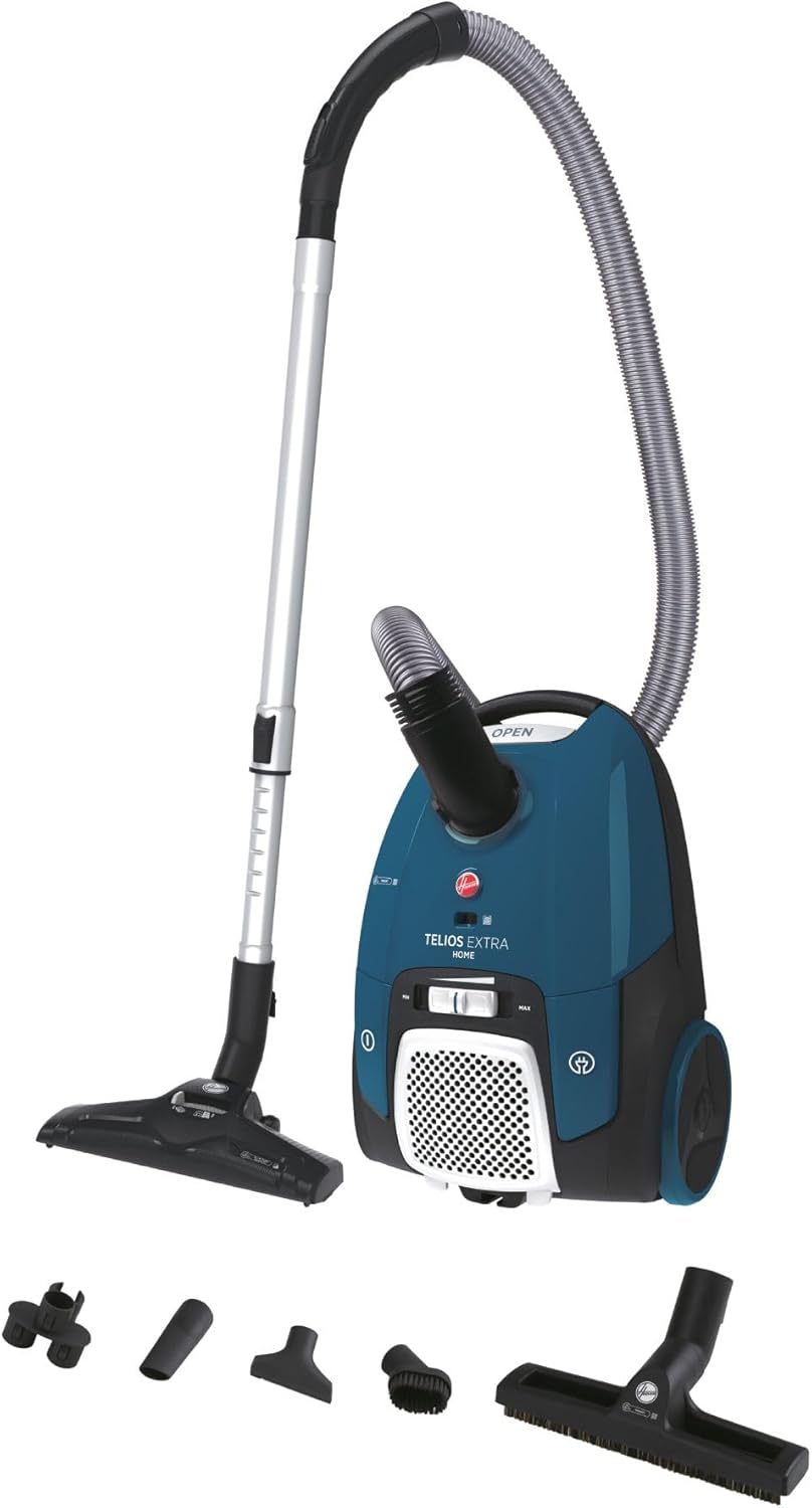 Aspirateurs traîneaux Hoover | 700 W, 3,5 L – Bleu/Noir/Gris | Telios Extra Aspirateur Traineau avec Sac Compact Silencieux 69 dBA