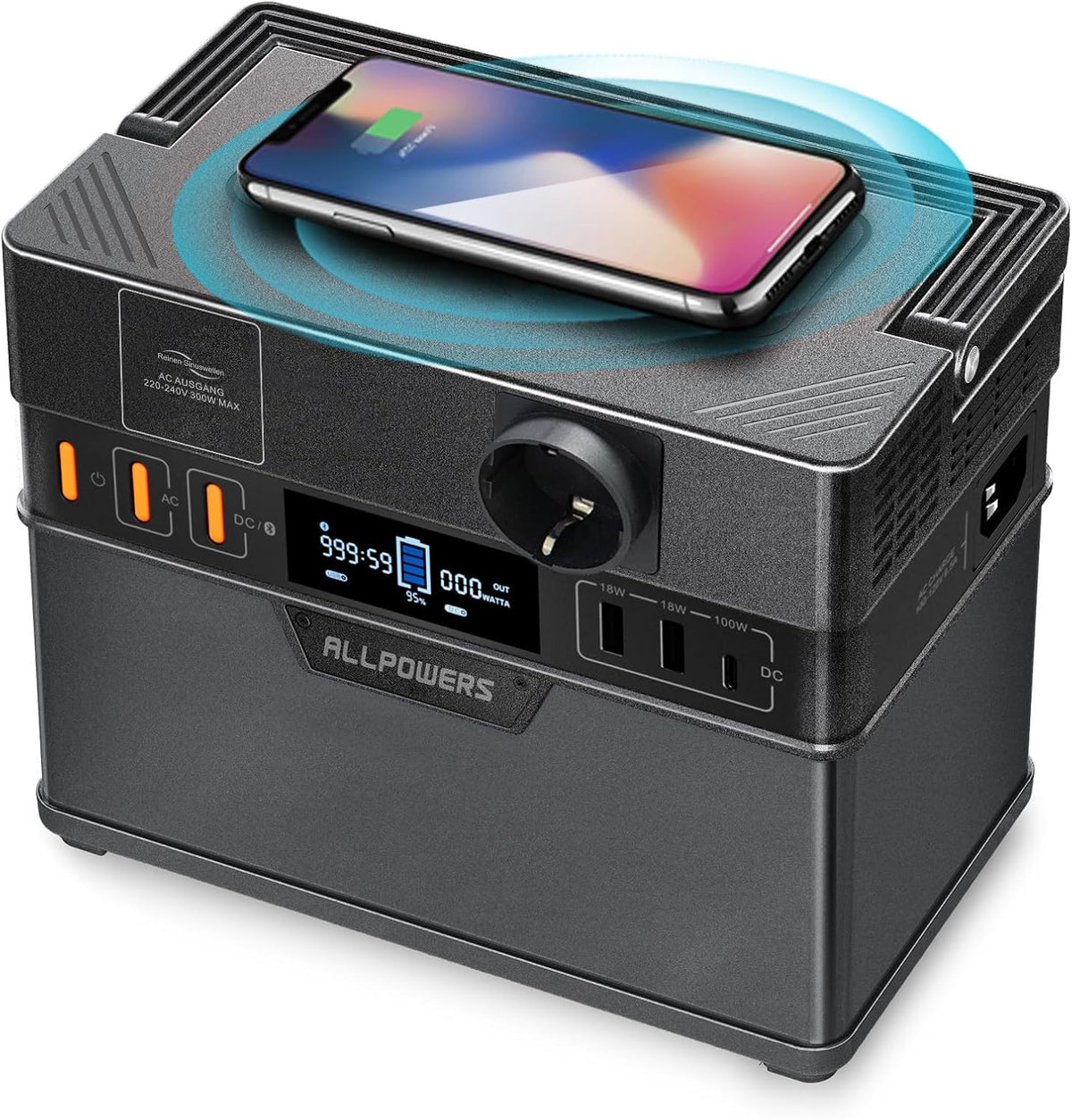 groupe électrogène ALLPOWERS – 288 Wh | 300 W, 100 W – 30 dB | Noir, S300 Station électrique portable avec sortie CA et USB-C