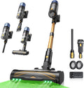 aspirateur balai sans fil Proscenic | 55Kpa, 600 W – Noir/Doré/Bleu | 70Min/ Aspirateur sans Fil Puissant, Brosse Anti-Enchevêtrement