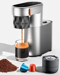 pura coffee machine à café, cafetière – Noir/Argent/Cuivre | 2 en 1 Expresso Machine a Cafe Portable, Chauffe Instantanée&20 Bars