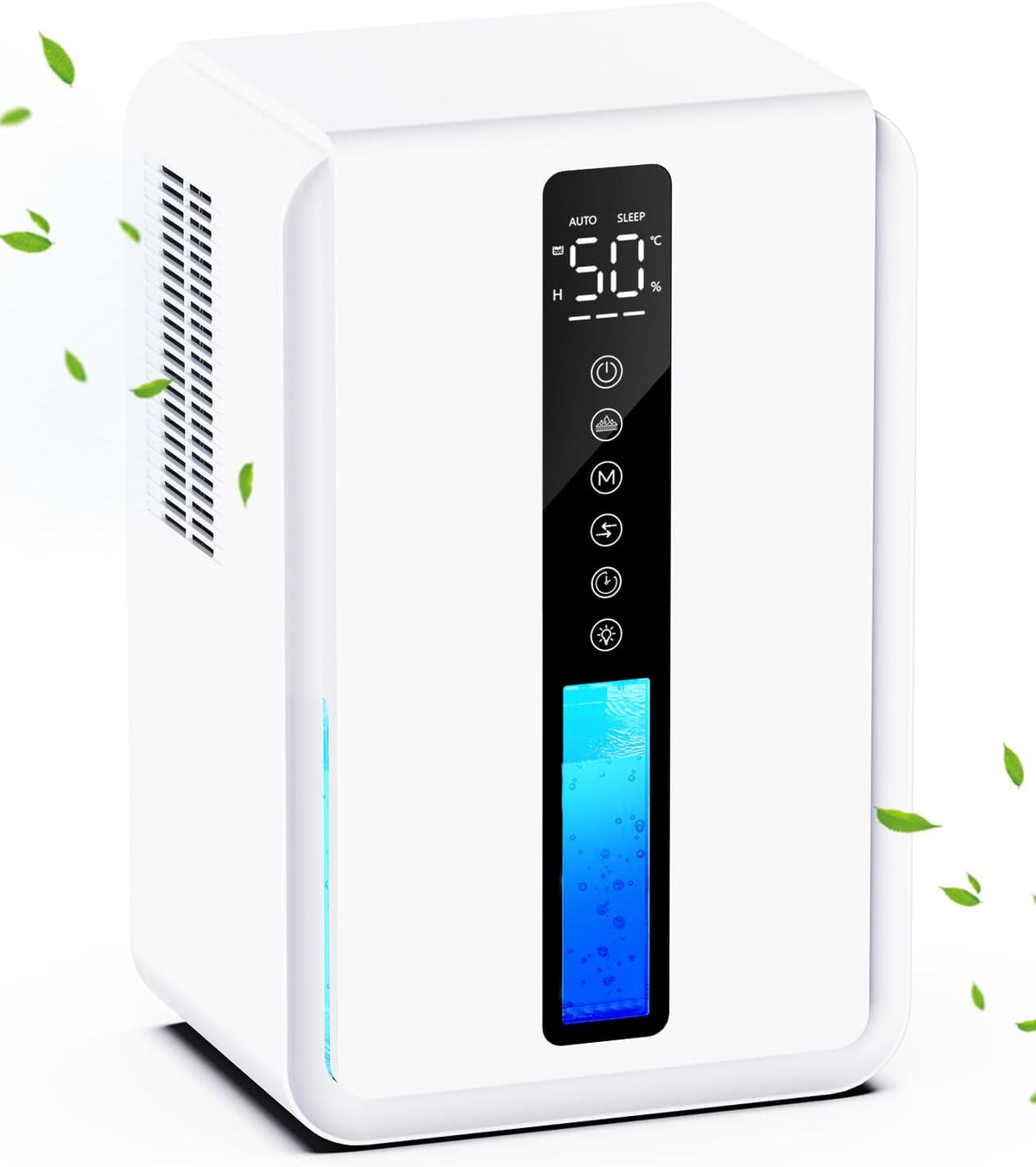 déshumidificateur QERILAY | 2500ML, Blanc/Noir – Deshumidificateur d Air Electrique | 3 Vitesses + 2 Modes (Auto/Nuit)