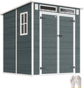 armoire Outsunny, 3,3 m – Gris/Blanc | Abri de Jardin en Résine ² avec Double Porte, Gris Effet Bois