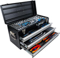 Rangement des outils BGS | Noir/Argent/Bleu/Rouge/Orange, Caisse à Outils métallique – 3 tiroirs | 147 Outils