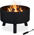 braséro Relaxdays – 40,5 x 58,5 cm | Noir, Brasero de Jardin – Bouclier Thermique | tisonnier, Protection des Flammes