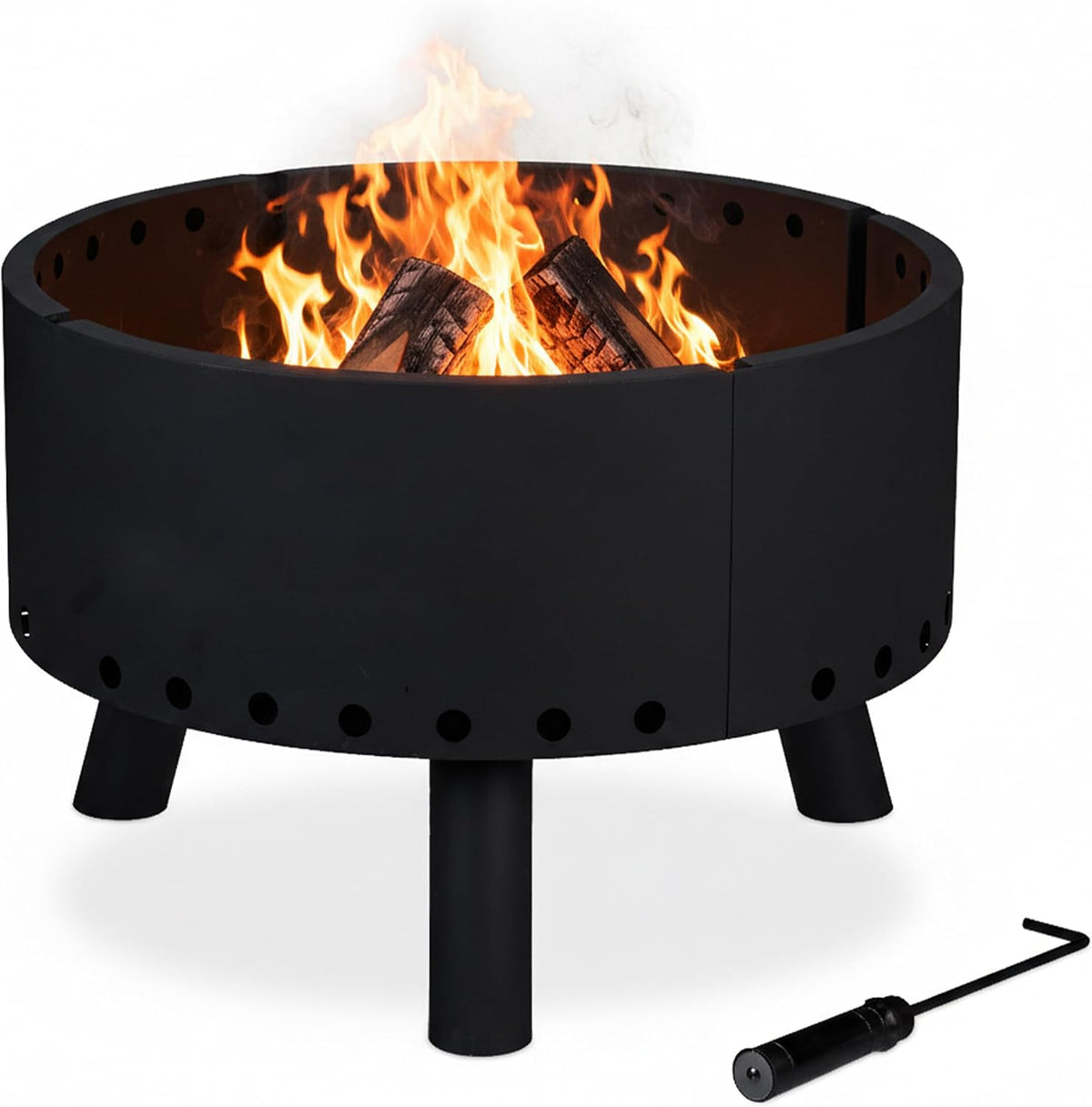 braséro Relaxdays – 40,5 x 58,5 cm | Noir, Brasero de Jardin – Bouclier Thermique | tisonnier, Protection des Flammes