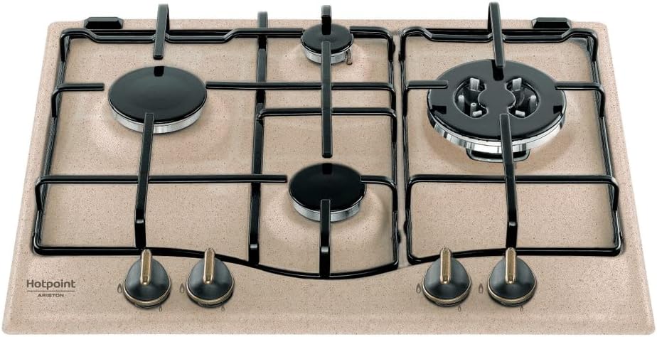 table de cuisson Hotpoint – plaque de cuisson | Beige/Noir, PC 640 T (AV) R/HA au gaz à encastrer Couleur avène