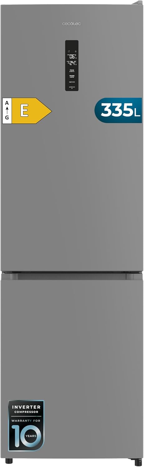 réfrigérateur Cecotec | frigo, 335 L – 195,3 cm | 59,5 cm, Gris – Combi No Frost Bolero CoolMarket Combi 335 Grey E. Hauteur et Largeur